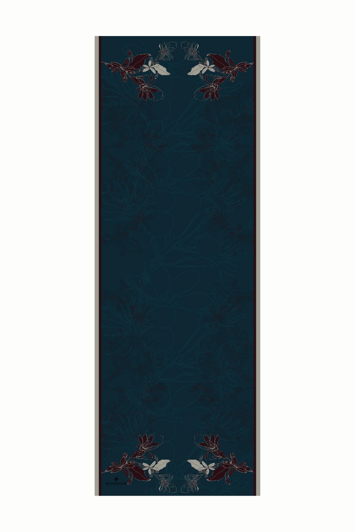 Yekta Desen Sakura İpek Şal - Dark Blue