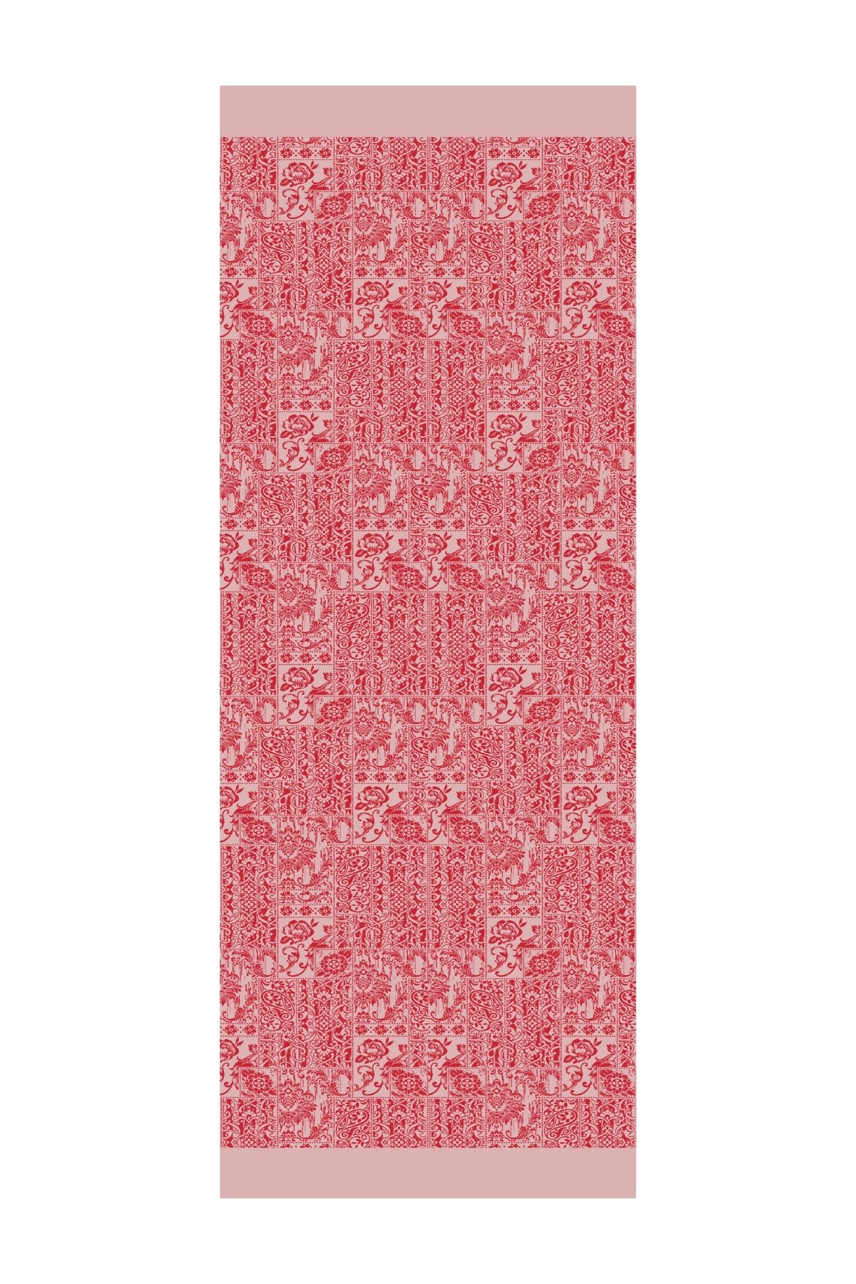 Henna Desen Çift Taraflı Şal Bordo-Mint Yeşili