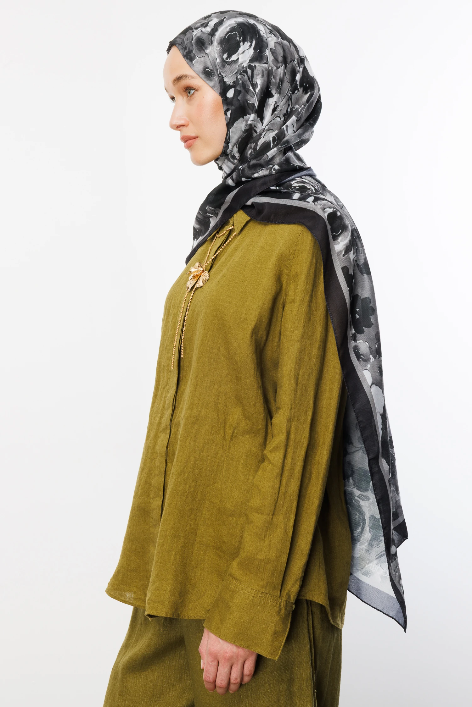 Vensel Desen Pamuk Şal - Siyah