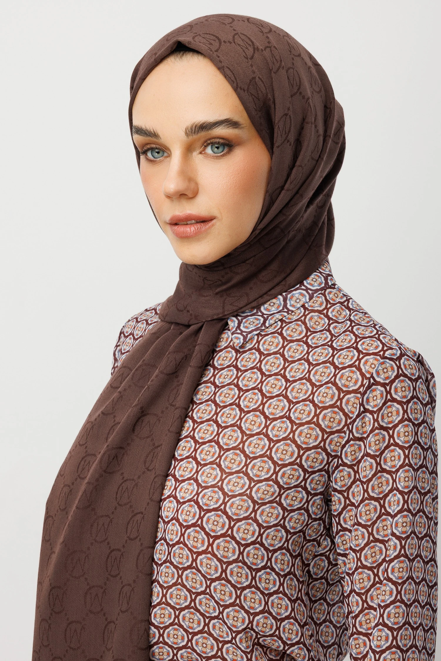 Wool Silk Shawl - Kahve