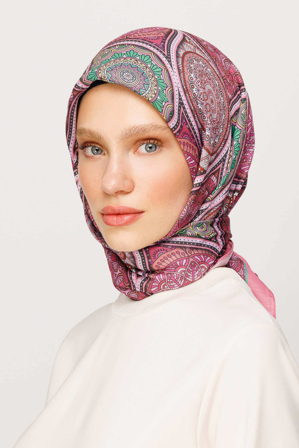 Ethnic Pattern Digital Soft Scarf - Dried Rose