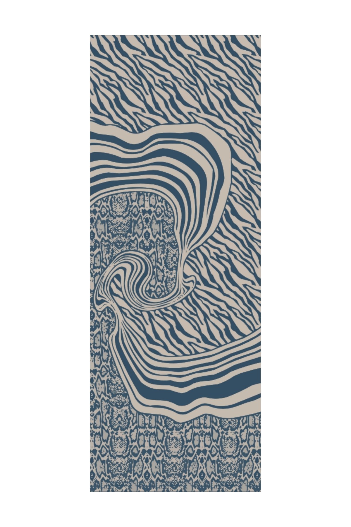Marrakech Double Sided Shawl - Petrol Blue-Beige