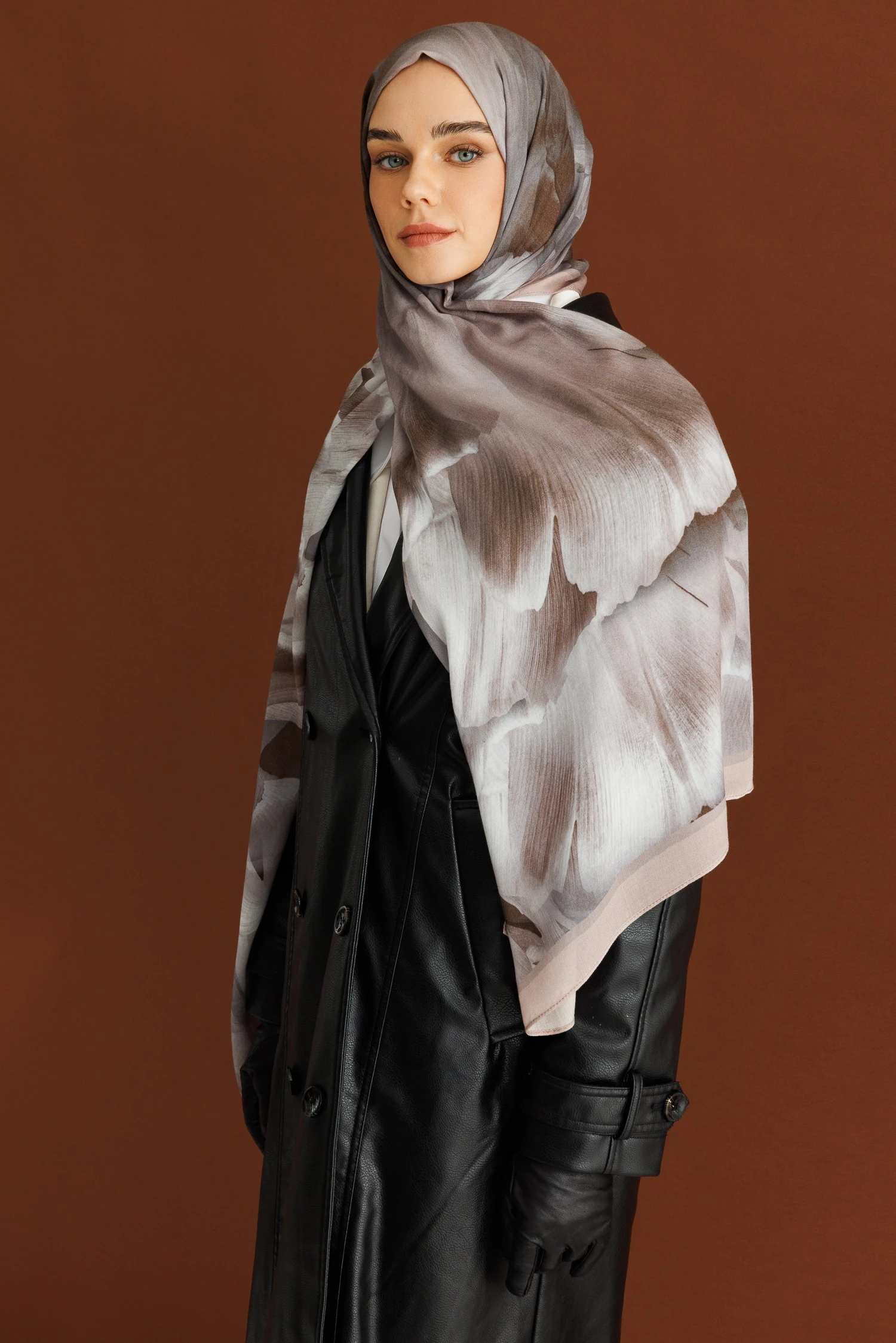 Fleur Desen Rami Şal - Vizon