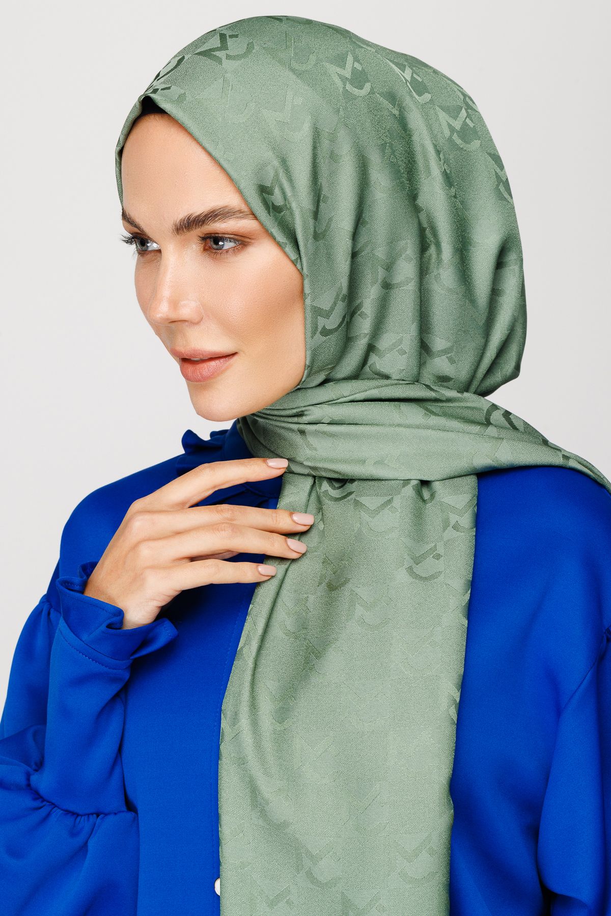 MC Pattern Jacquard Shawl - Mold Green
