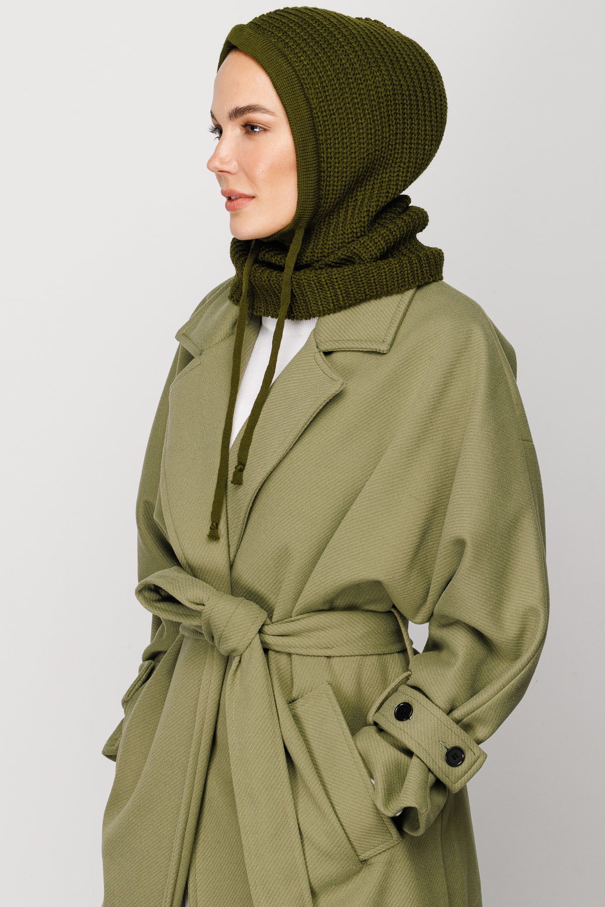 Balaclava Triko Başlık - Haki