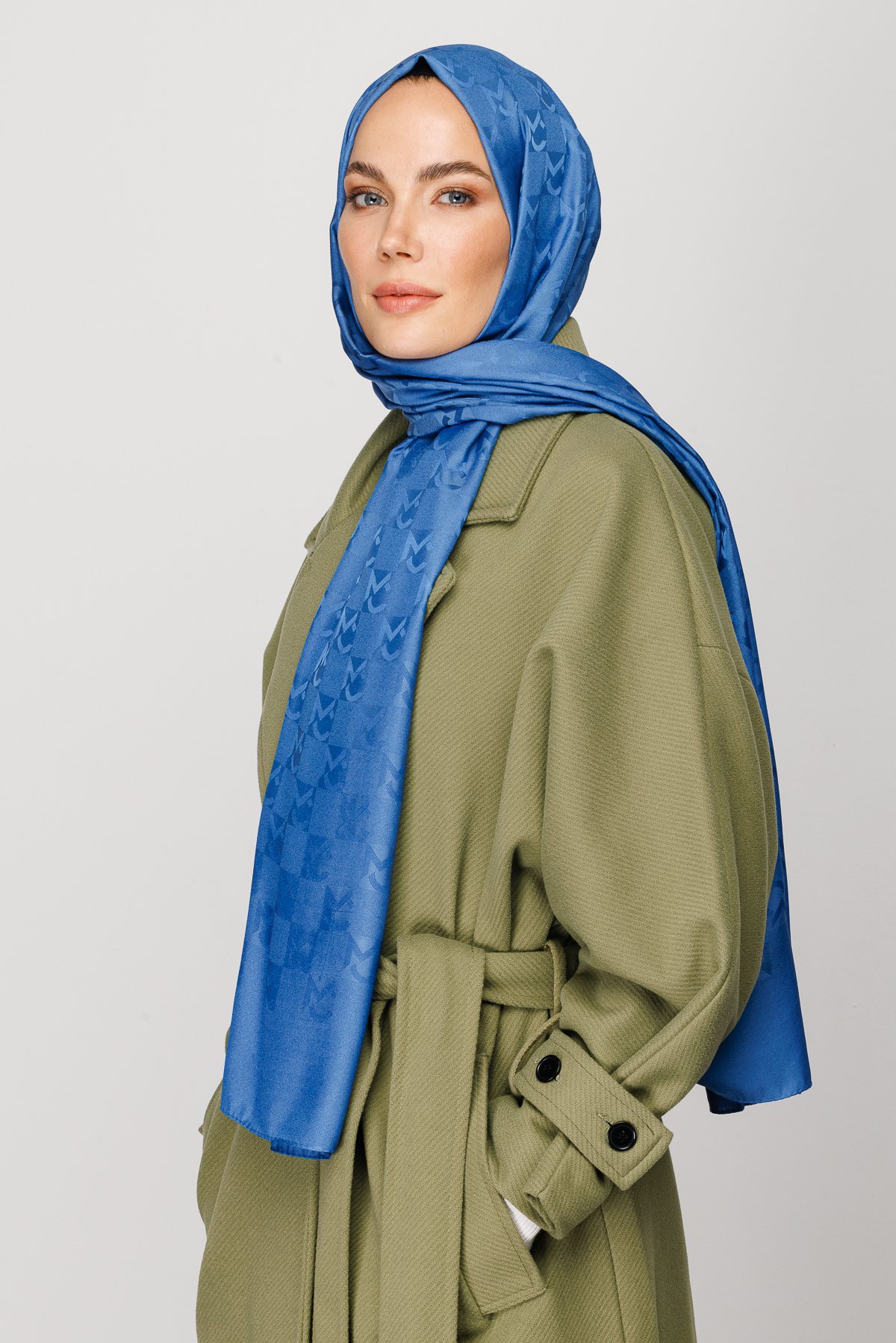 MC Pattern Jacquard Shawl - İndigo