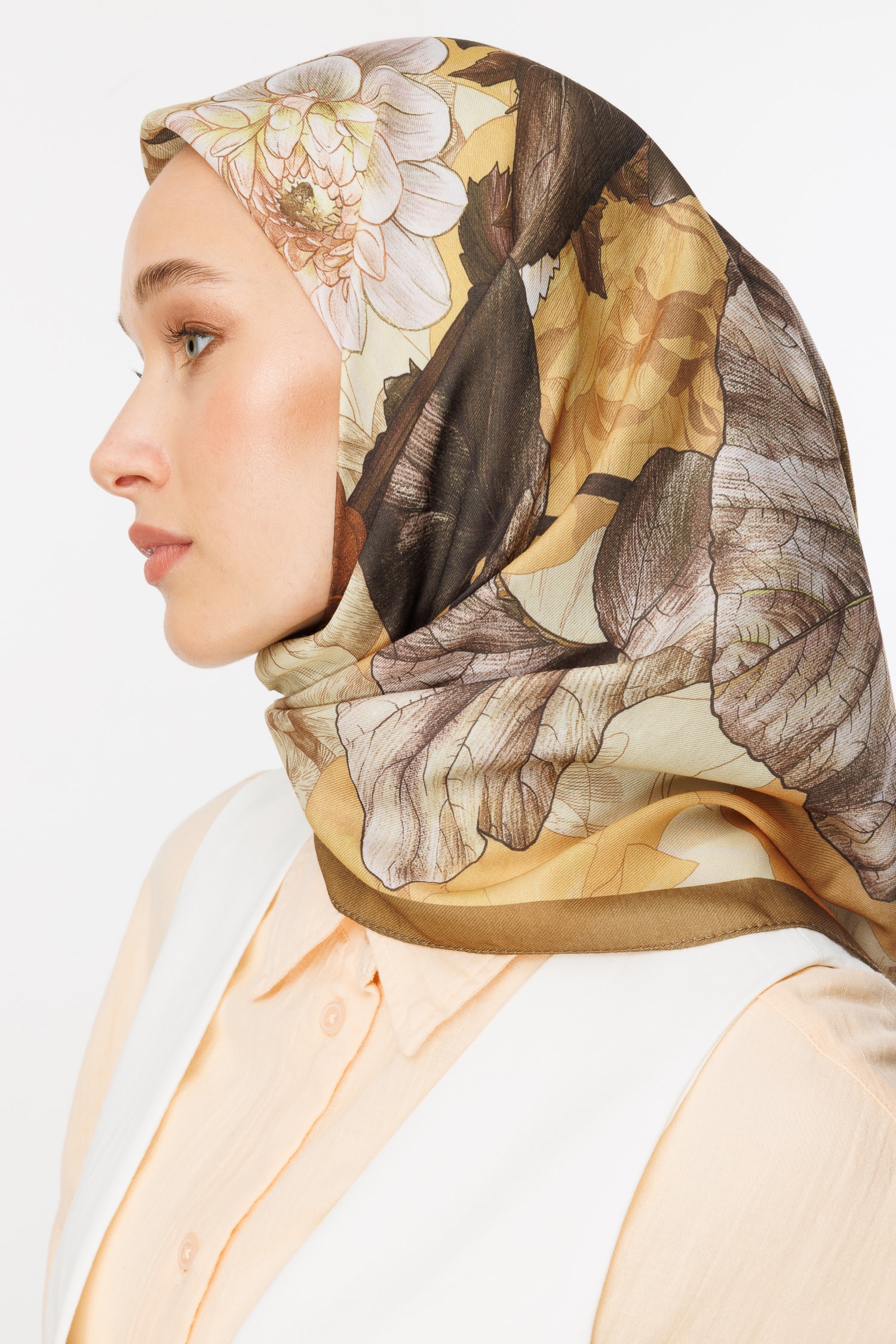 Floren Pattern Cotton Scarf - Apricot