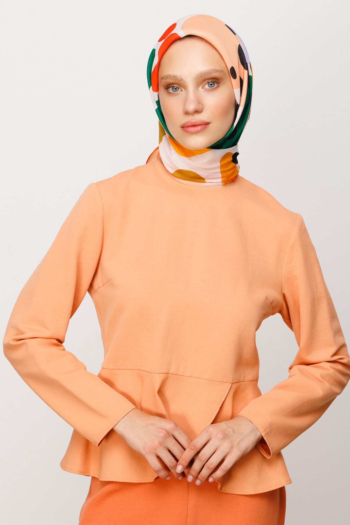Bloom Pattern Digital Soft Scarf - Turuncu