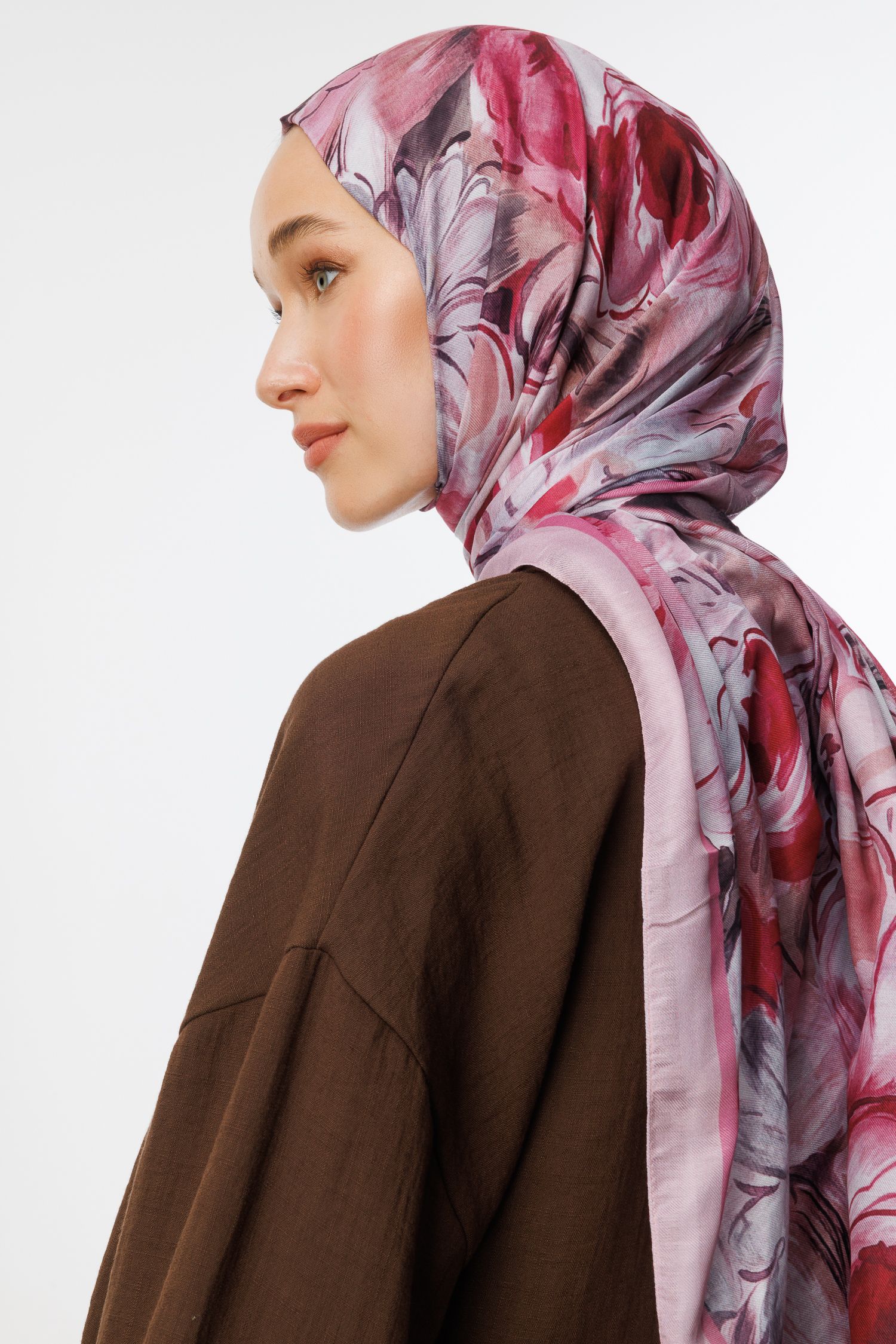 Pembe Rossel Desen Pamuk Şal