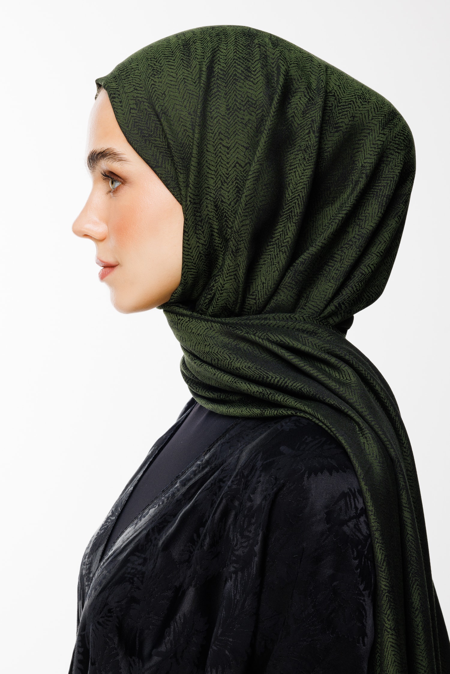 Mayra Desen Çift Taraflı Şal - Siyah-Haki