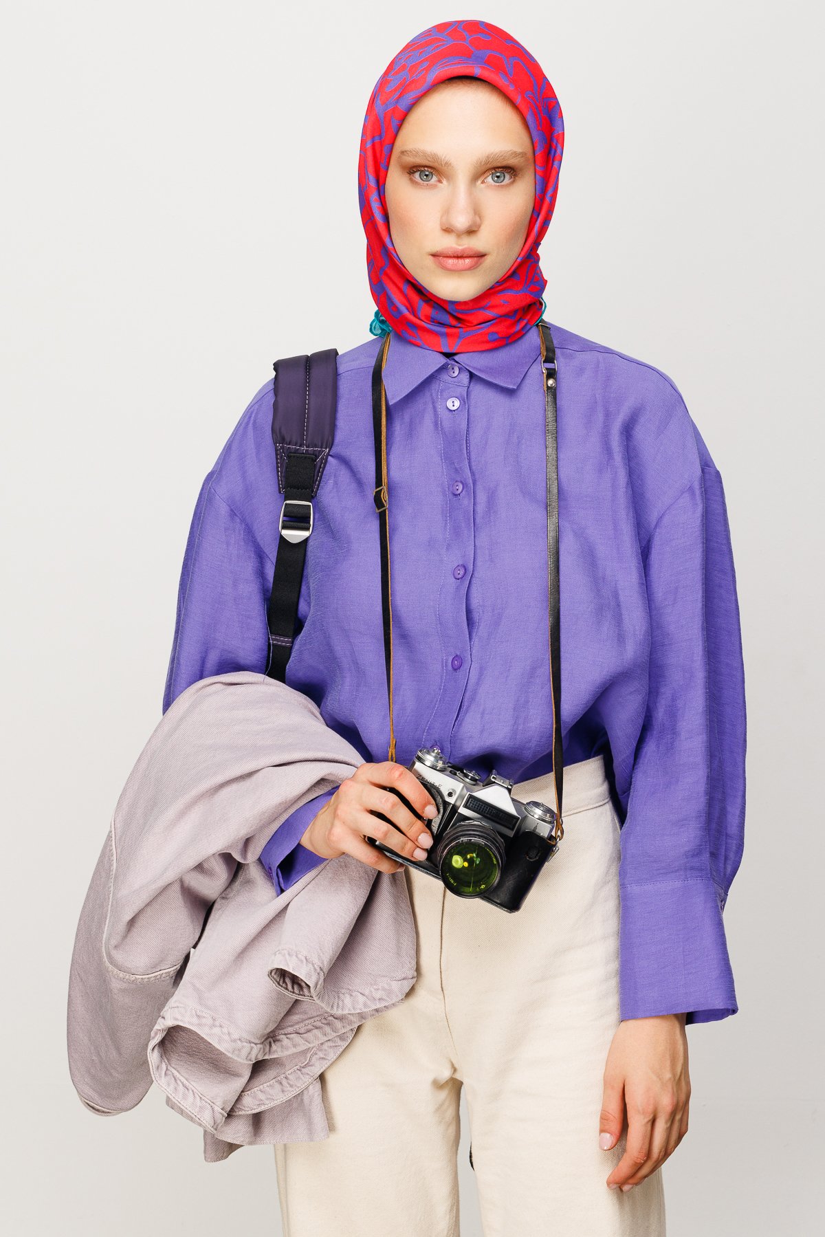 Floral Desen Dijital Soft Eşarp - Lavanta