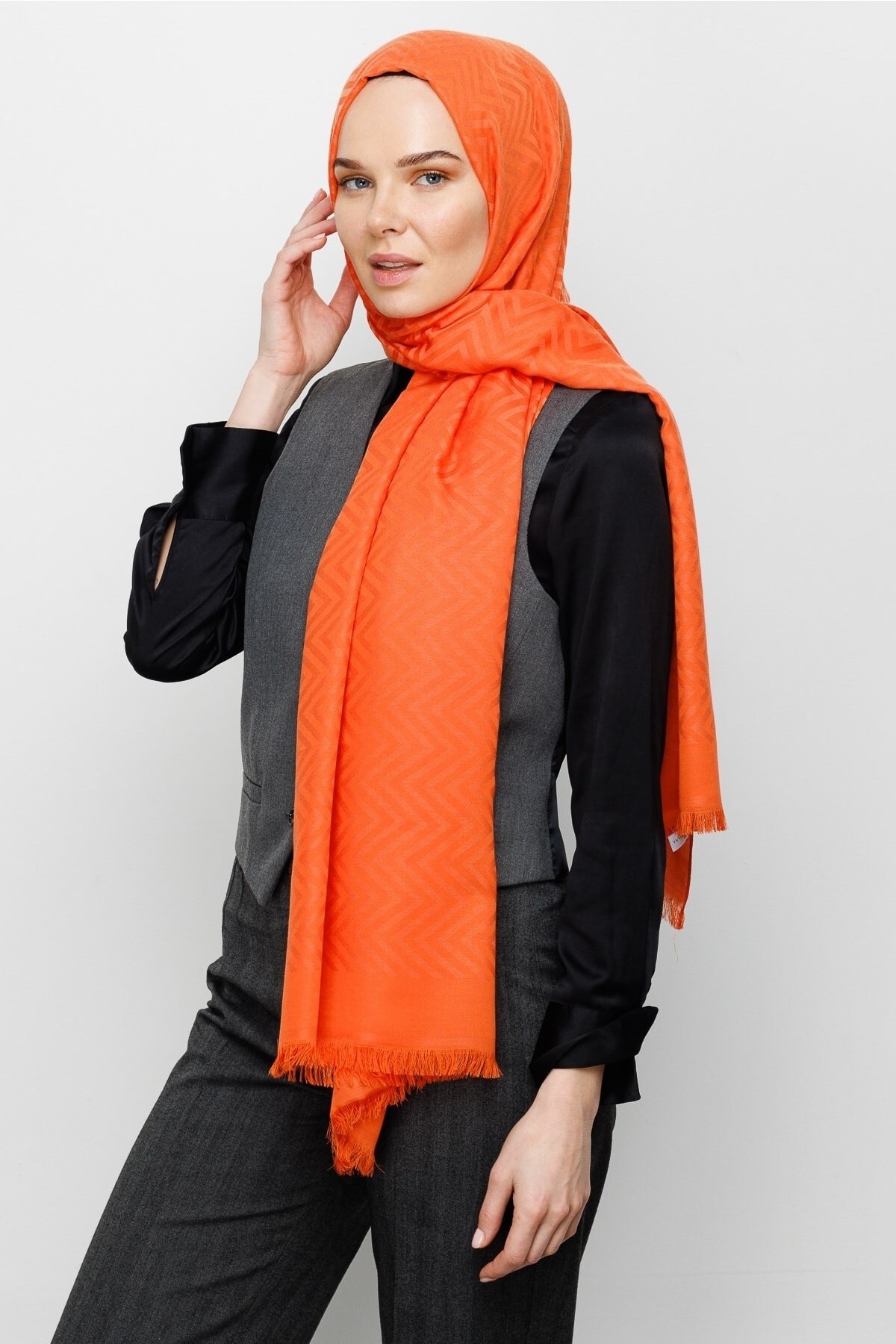 Zigzag Pattern Cotton Jacquard Hijab