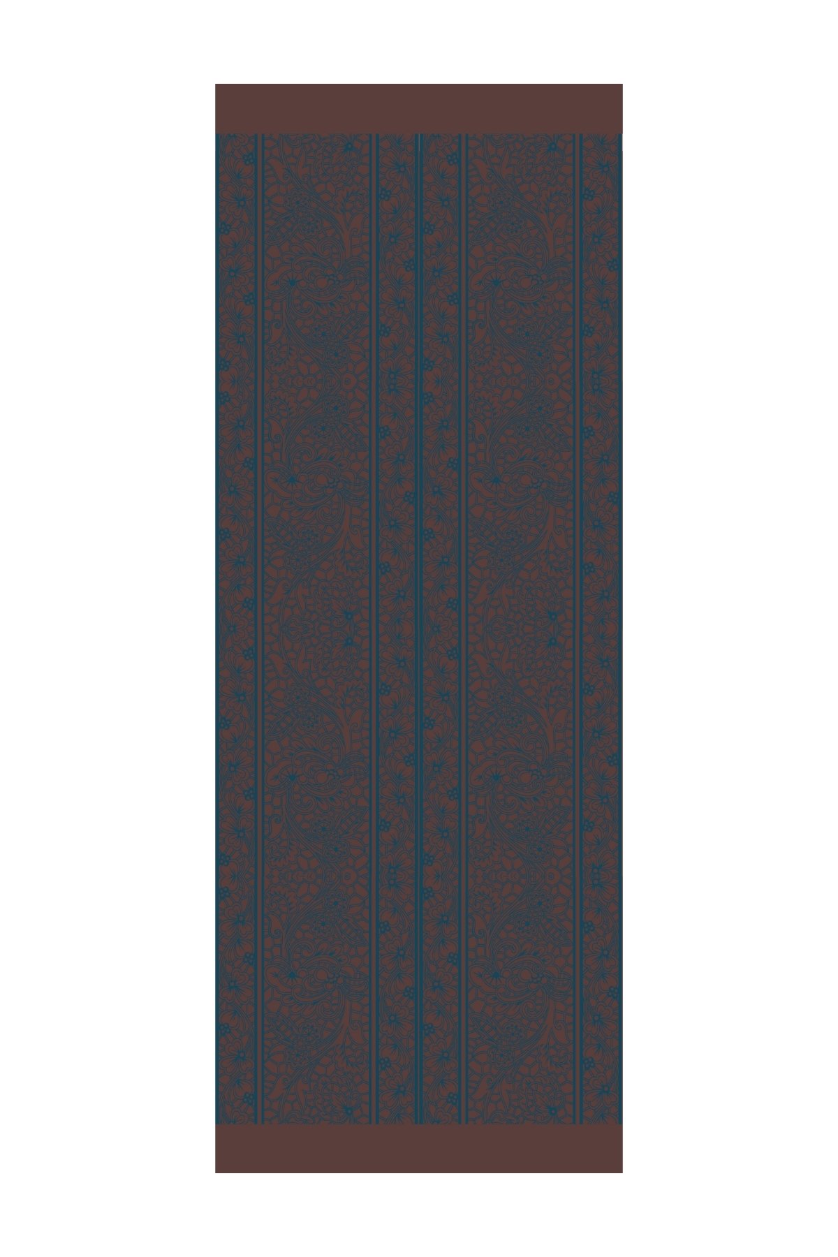 Lavin Pattern Double-Sided Shawl - Bitter Coffee-Petroleum Blue