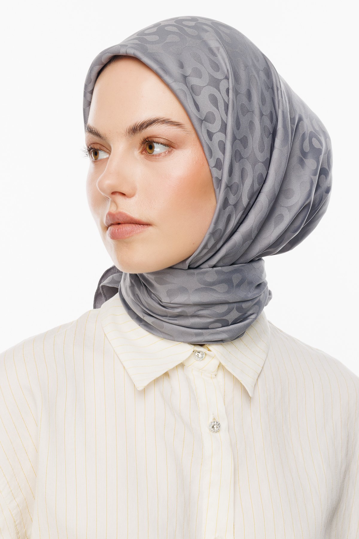 Moon Pattern Silky Jacquard Scarf - Mineral Gray