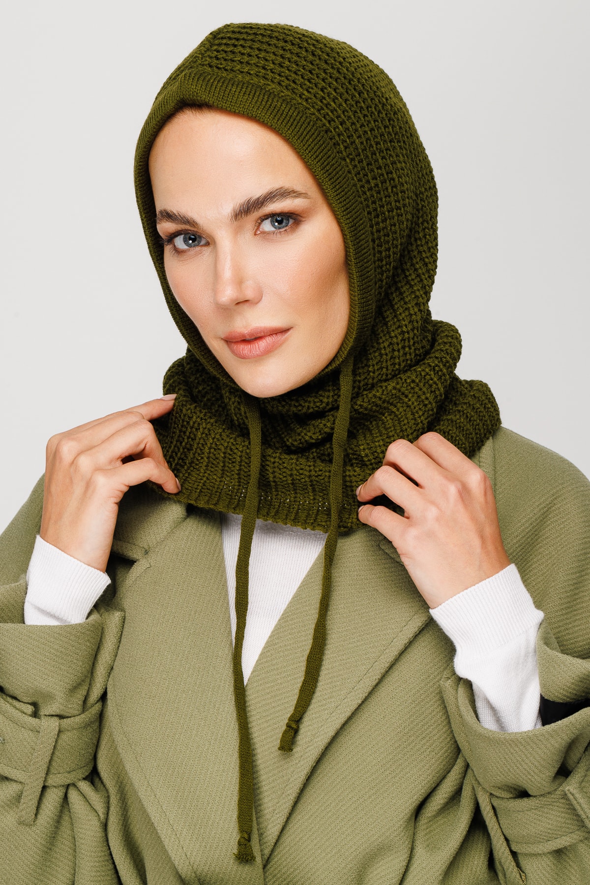 Balaclava Triko Başlık - Haki