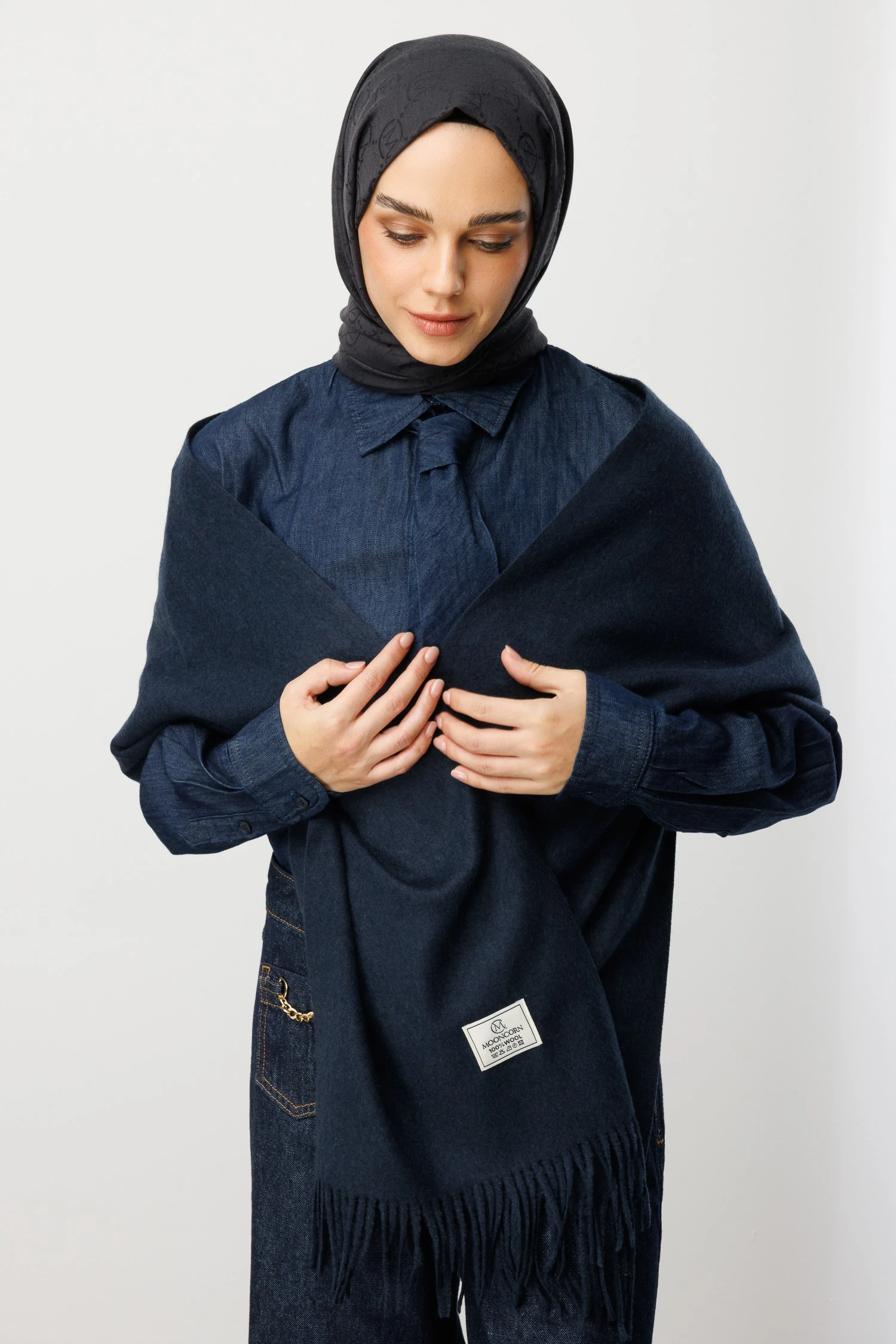 Yün Atkı - Lacivert