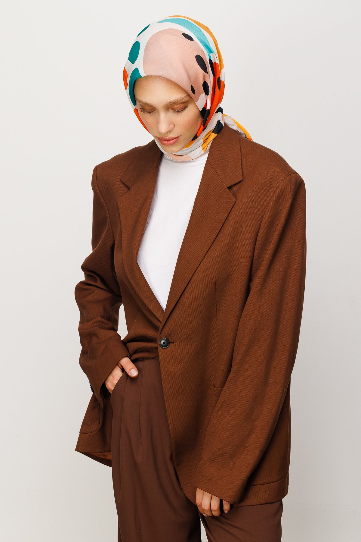 Bloom Pattern Digital Soft Scarf - Apricot
