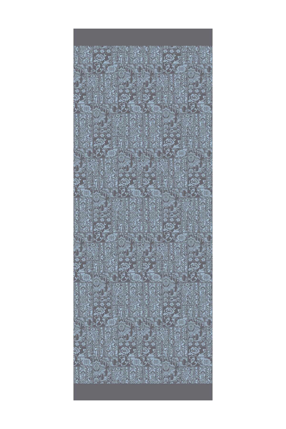 Henna Pattern Double-Sided Shawl - Dark Gray-Light Blue