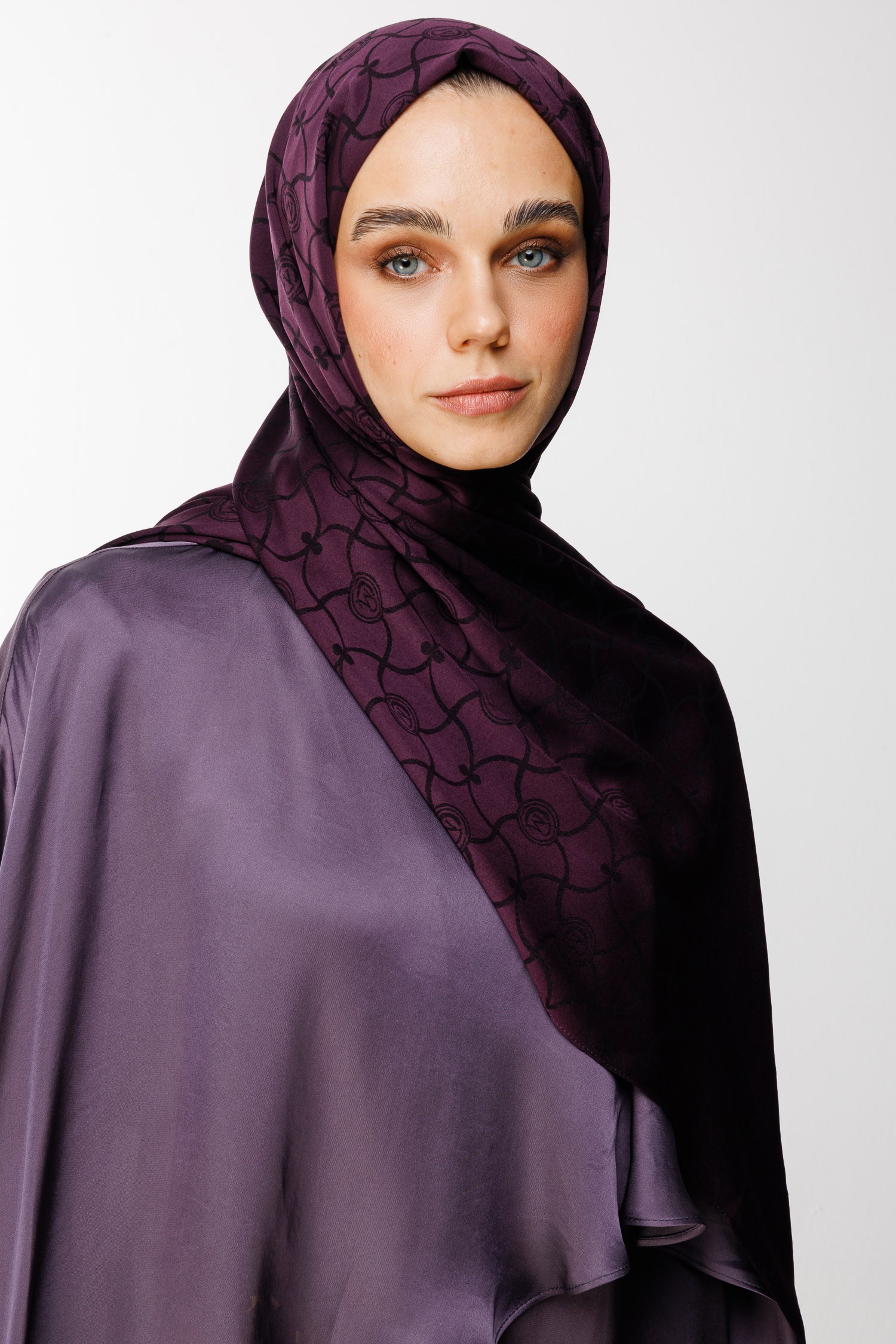 Marrakech Pattern Double-Sided Shawl - Purple-Black