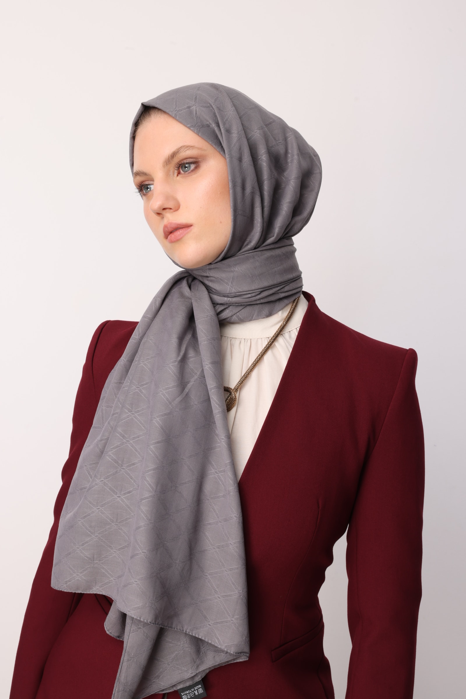 Bamboo Jacquard Shawl - Smoke