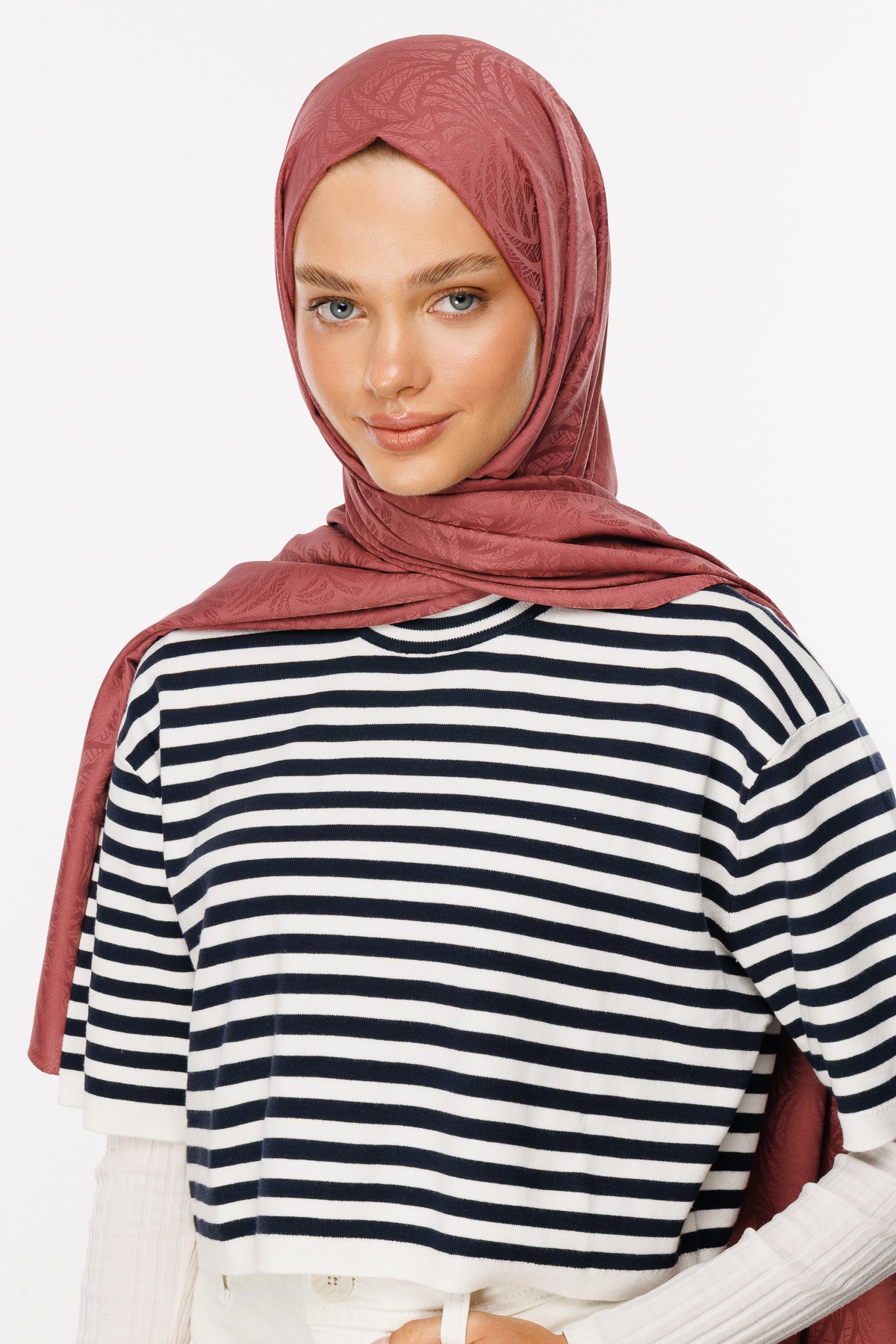 Artemis Pattern Silk Jacquard Shawl - Dried Rose