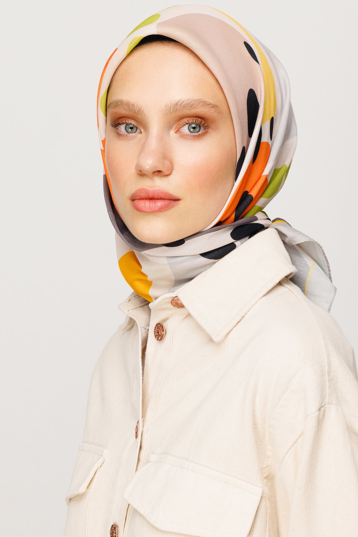 Bloom Pattern Digital Soft Scarf - Grey
