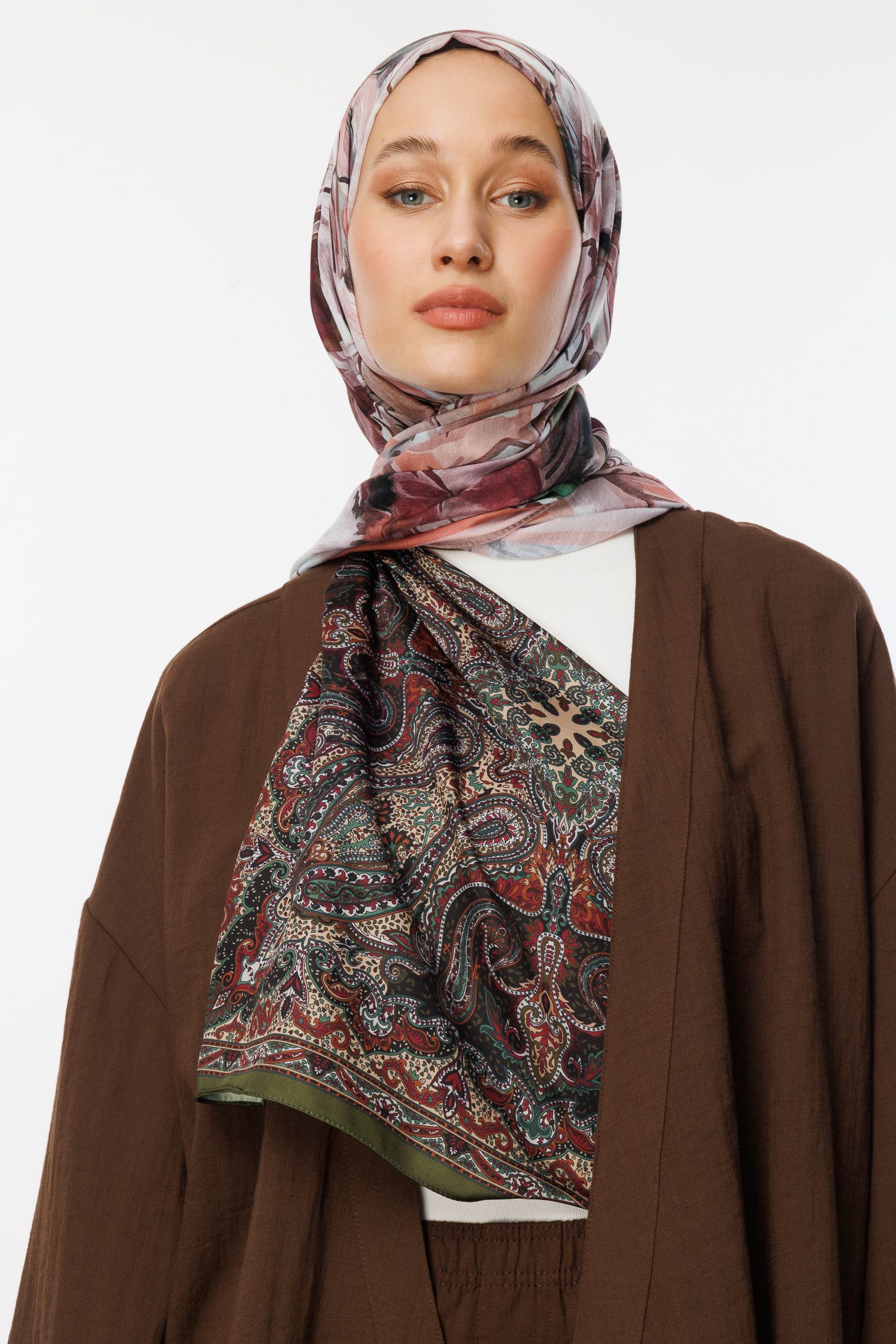 Patterned Cotton Shawl - Powder