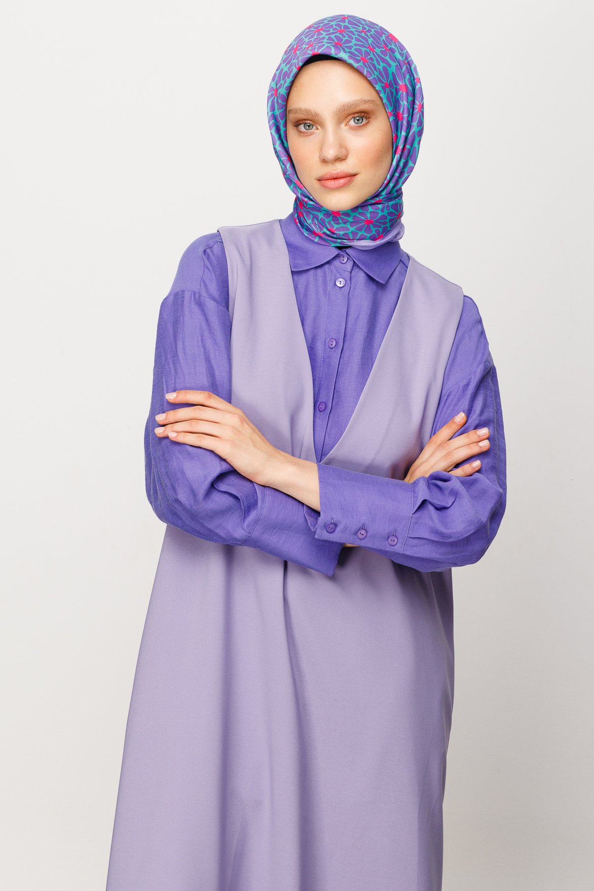 Clover Pattern Digital Soft Scarf - Lilac