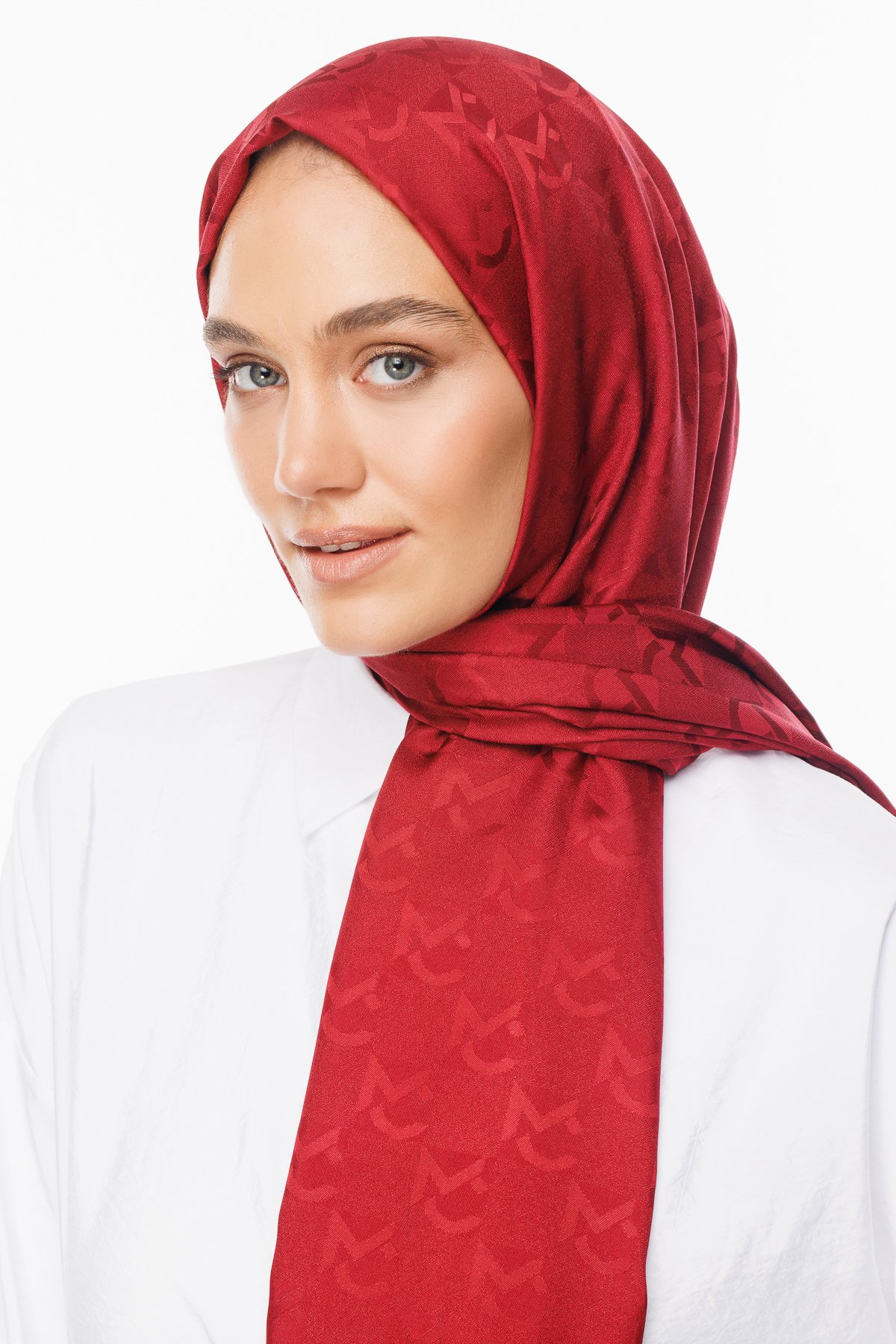 MC Pattern Jacquard Shawl - Cherry