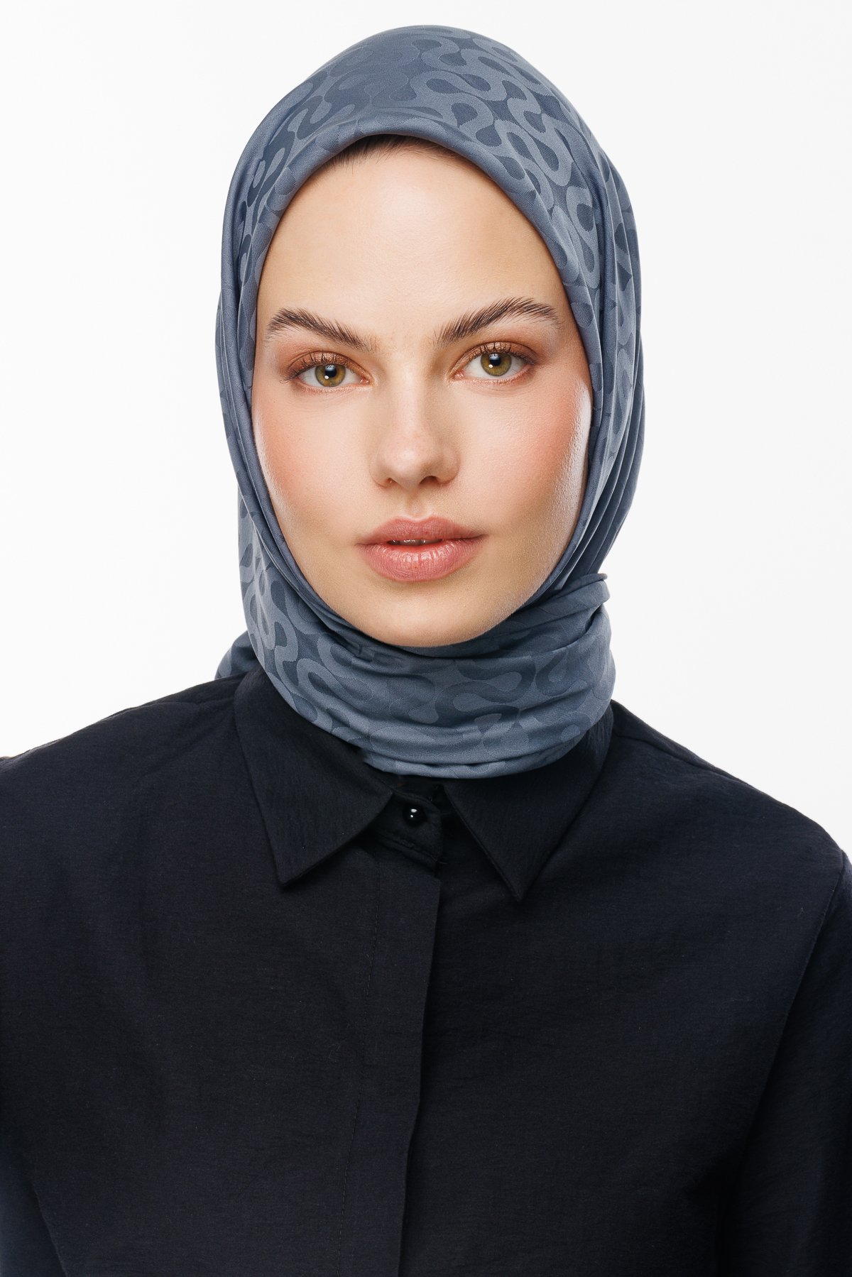 Moon Pattern Silky Jacquard Scarf - Smoked