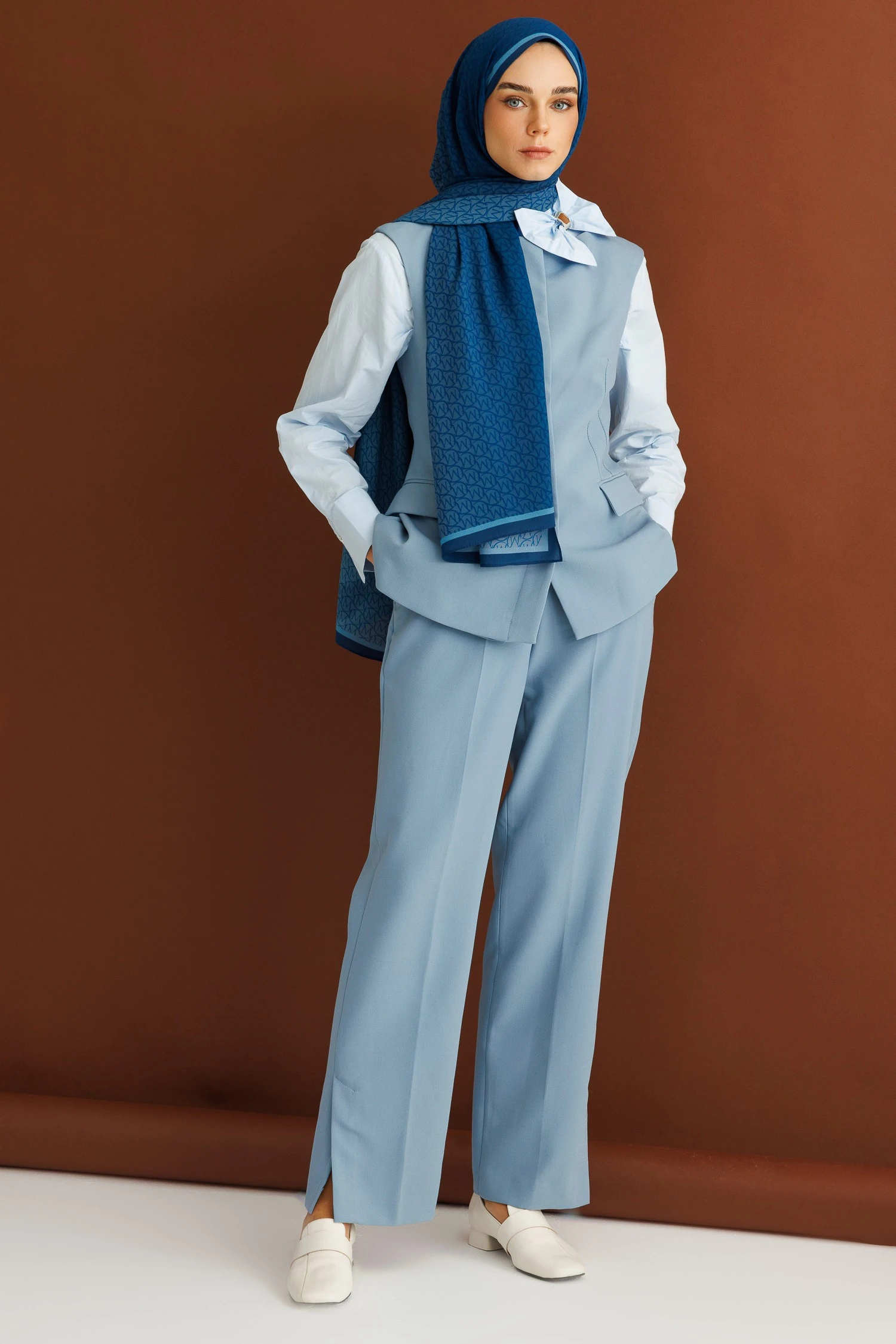 Monogram Hebei İpek Şal - Indigo