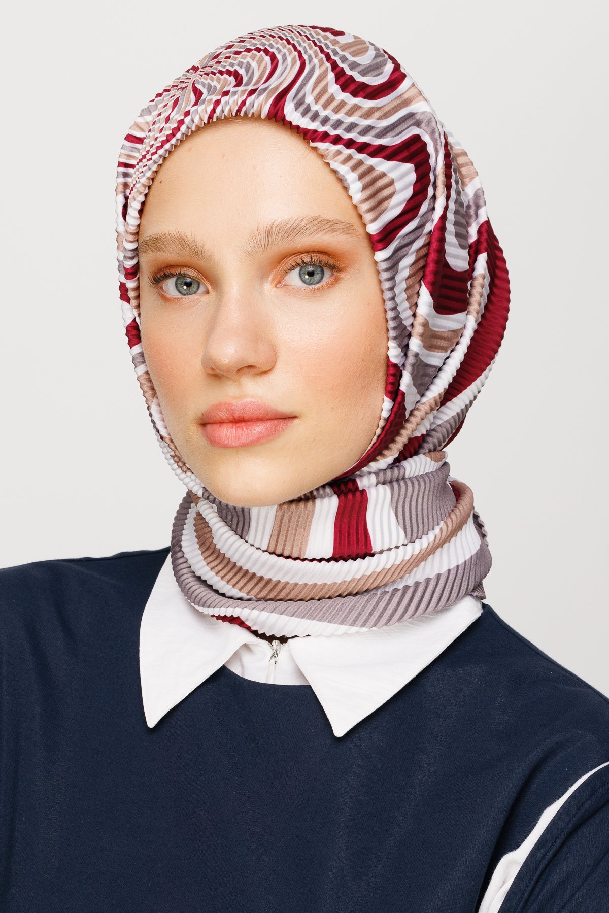 Mira Pattern Pleated Scarf - Mink