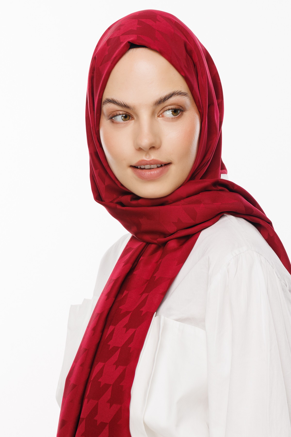 Crowbar Pattern Silk Jacquard Shawl - Magenta