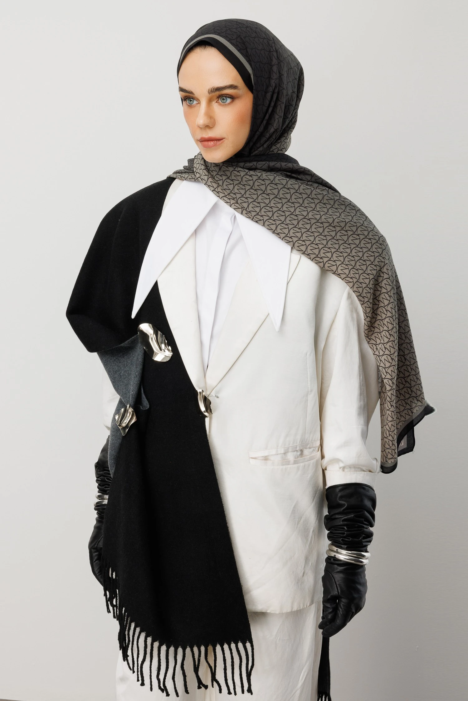 Monogram Hebei Silk Shawl - Black