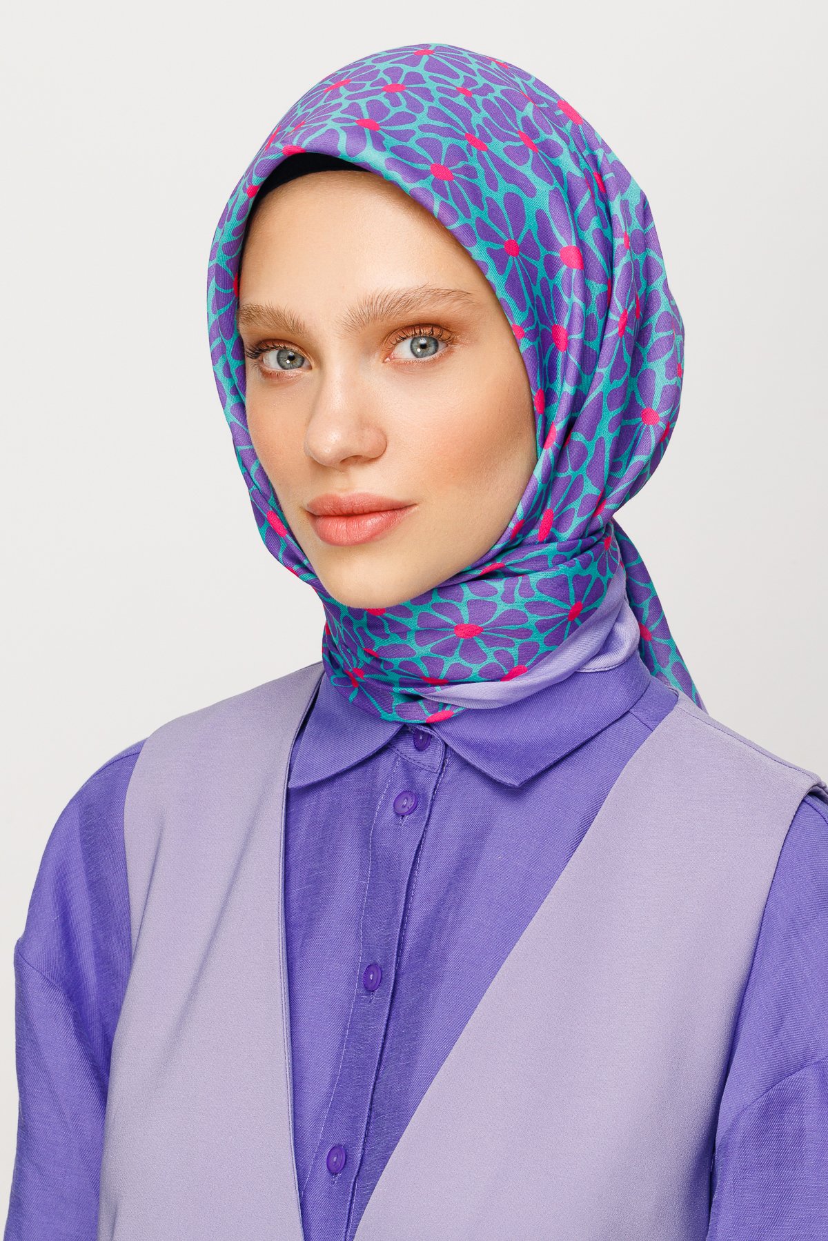 Clover Pattern Digital Soft Scarf - Lilac