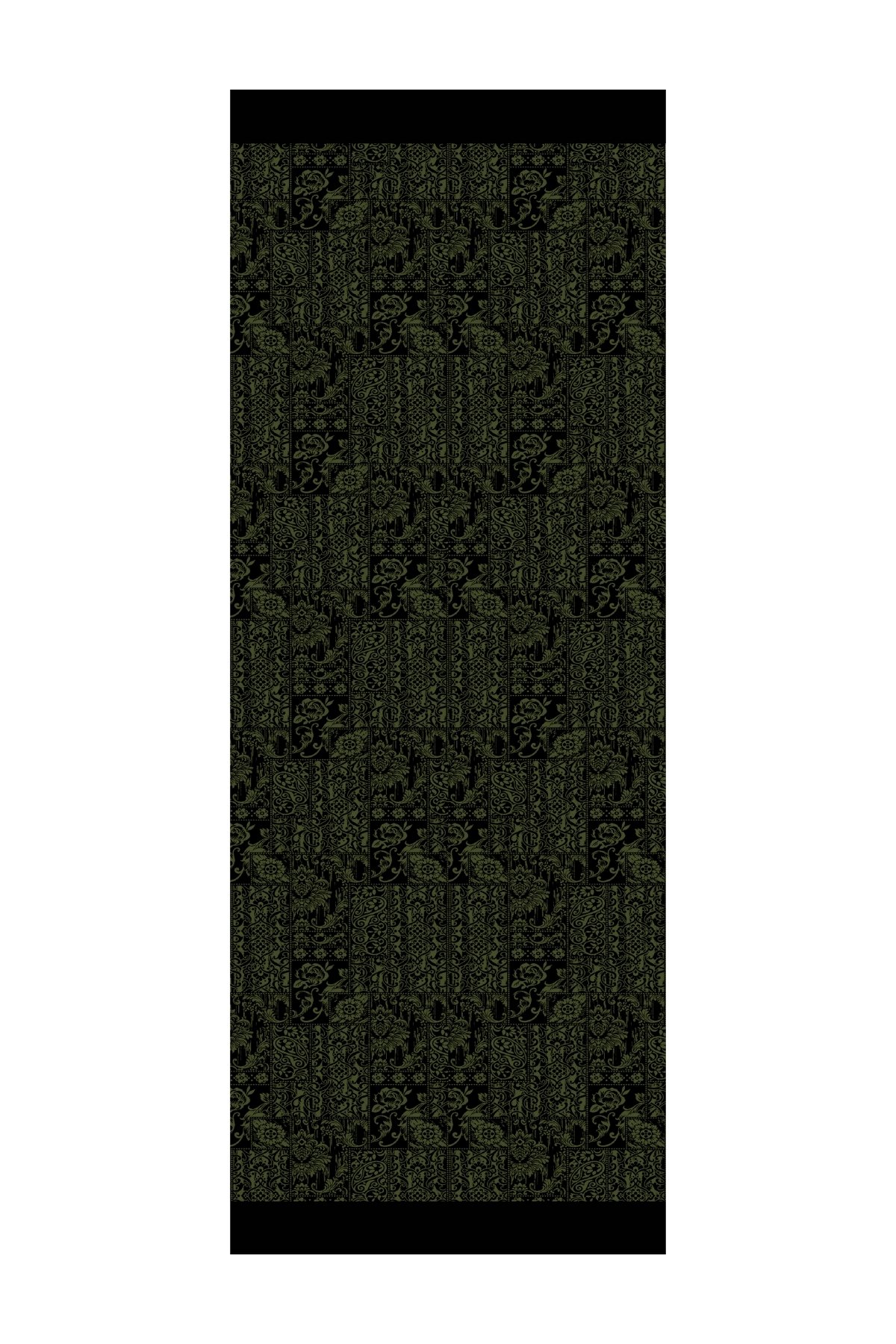 Henna Pattern Double-Sided Shawl - Black-Khaki