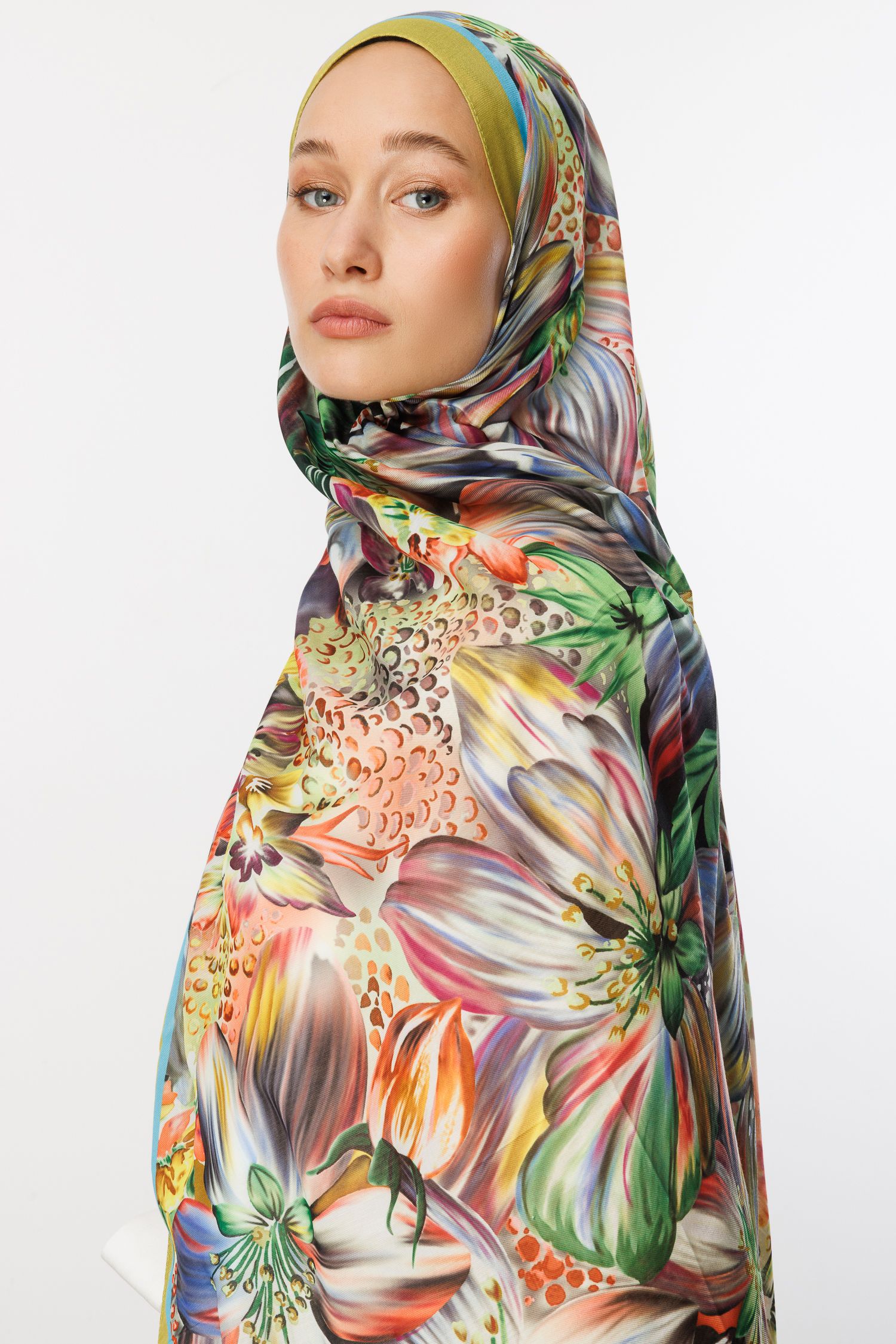 Larin Patterned Cotton Shawl - Pistachio Green