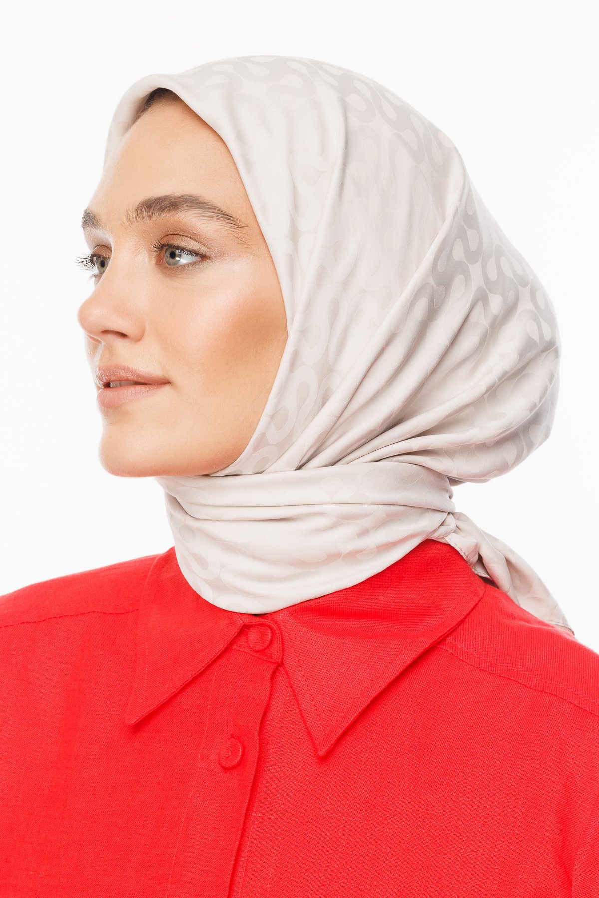 Moon Pattern Silky Jacquard Scarf - Stone Color