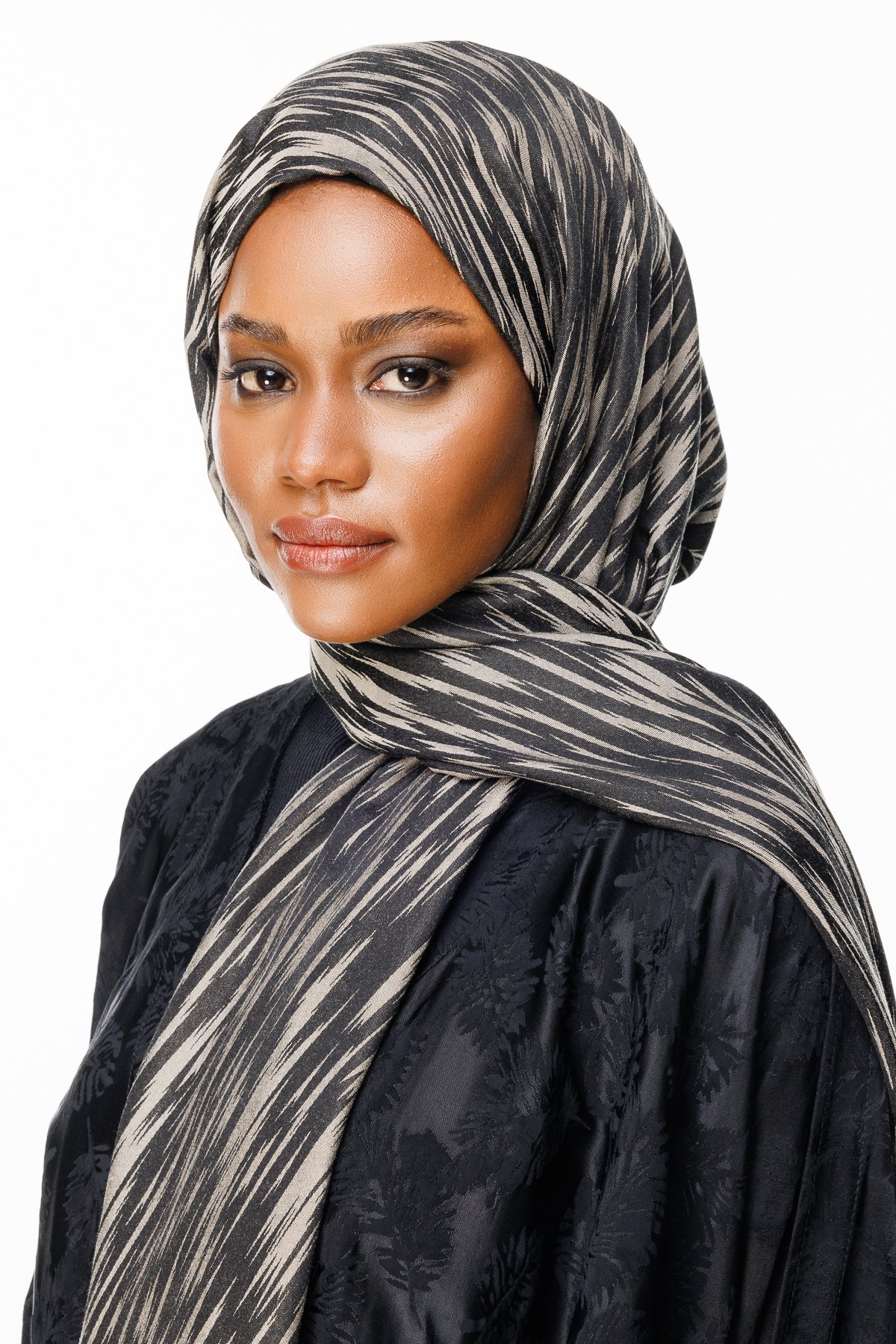 Marrakech Double Sided Shawl - Black-Beige