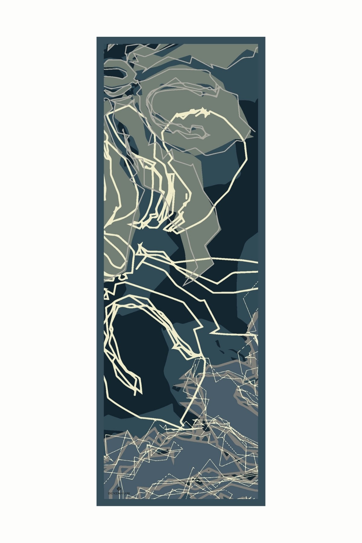 Turna Desen Sakura İpek Şal - Light Blue
