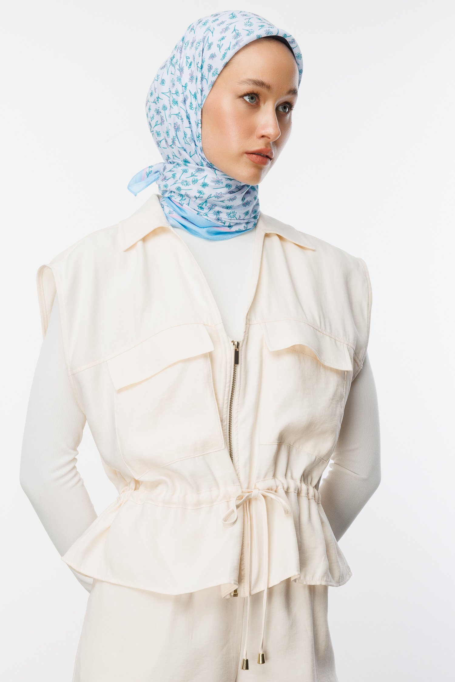 Minor Pattern Cotton Scarf - Baby Blue