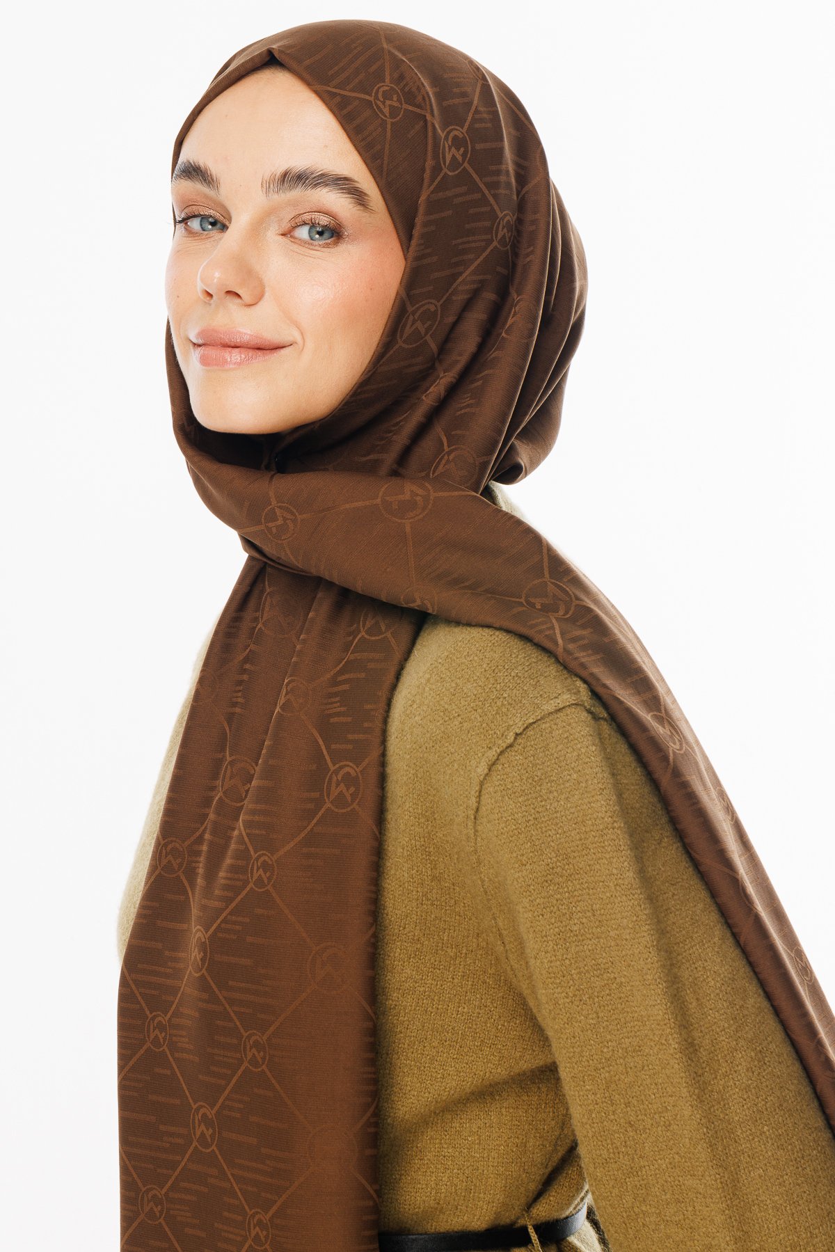 Moon Is Pattern Jacquard Shawl - Bitter