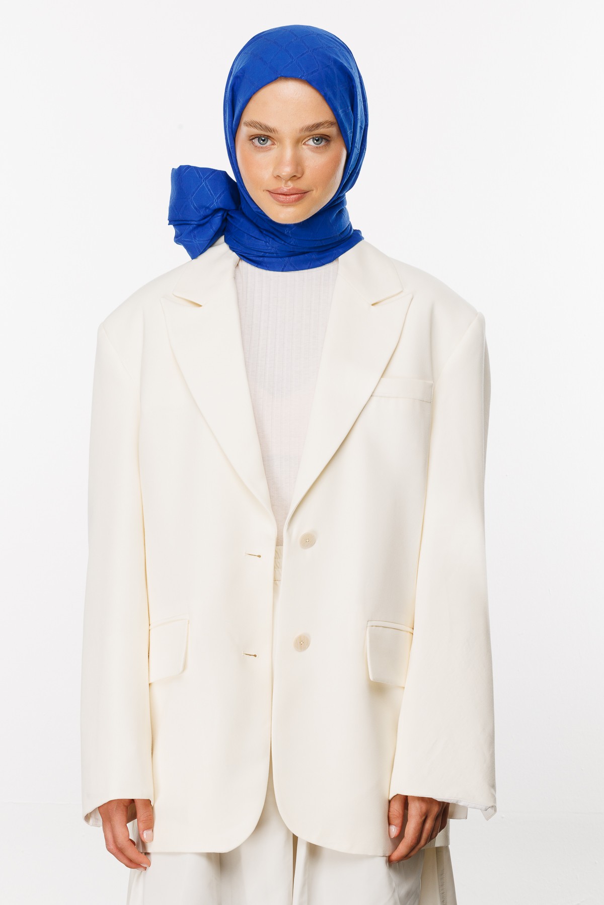 Bamboo Jacquard Shawl - Sax Blue