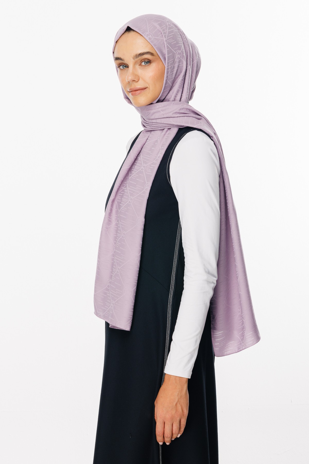 Moon Is Pattern Jacquard Shawl - Lilac