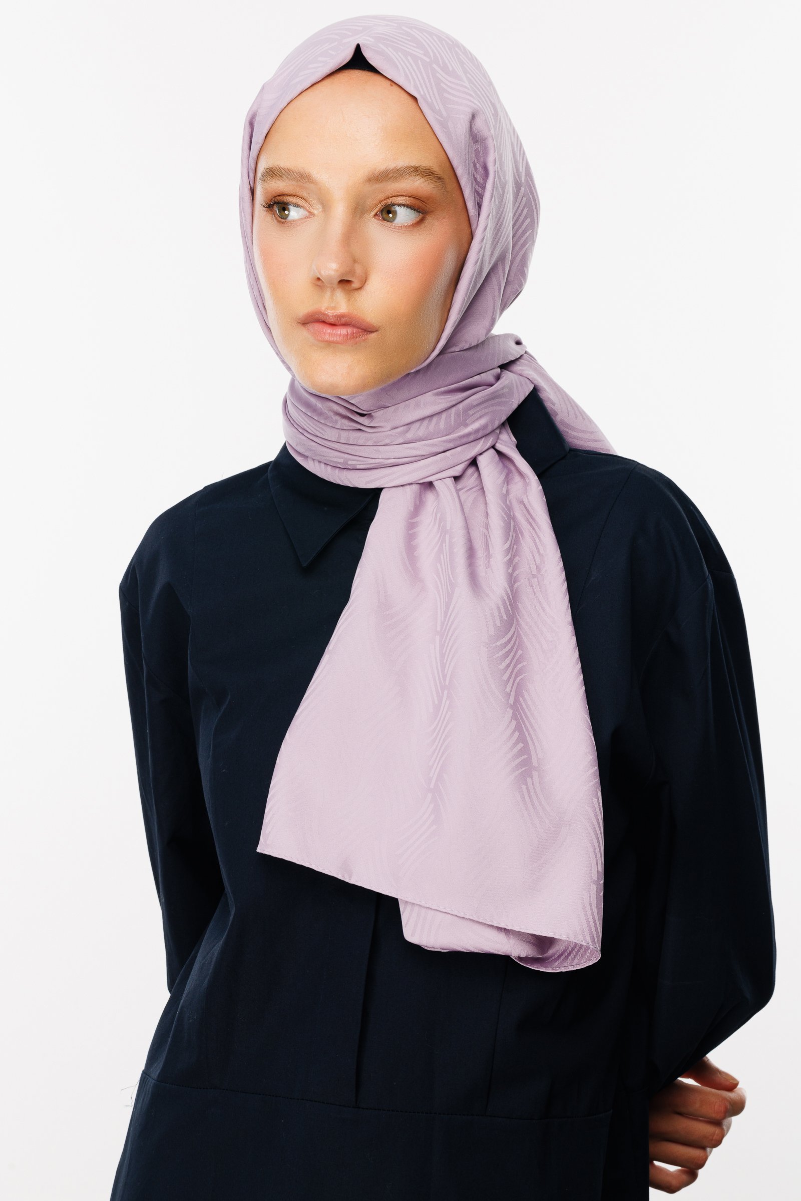 Aura Pattern Silk Jacquard Shawl - Lilac