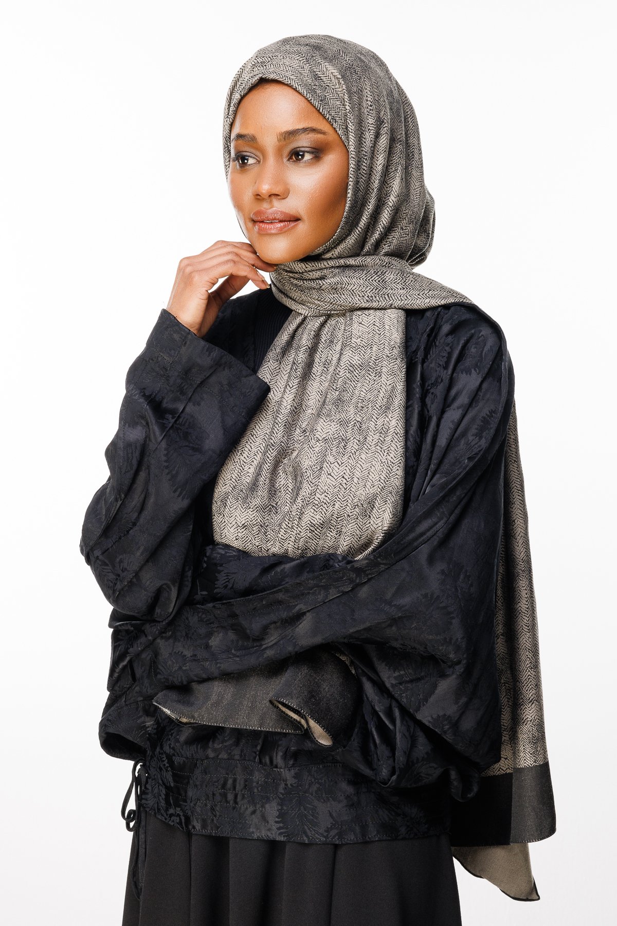 Marrakech Double Sided Shawl - Black-Beige