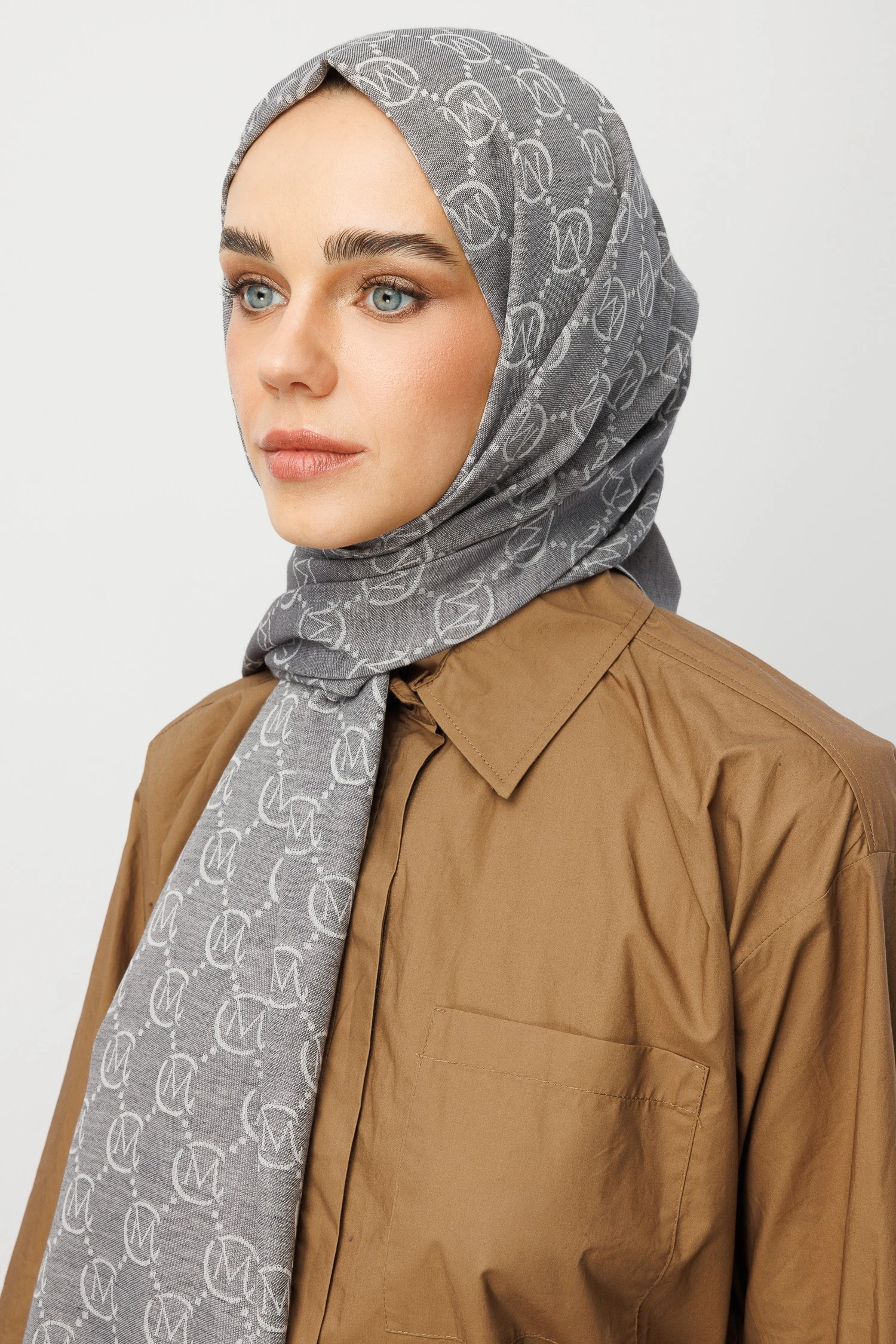 Wool Silk Shawl - Grey