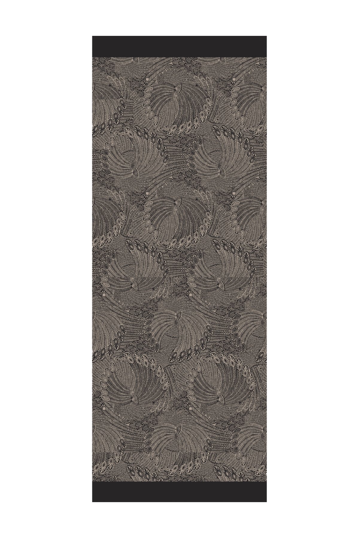 Mayra Pattern Double-Sided Shawl - Black-Beige