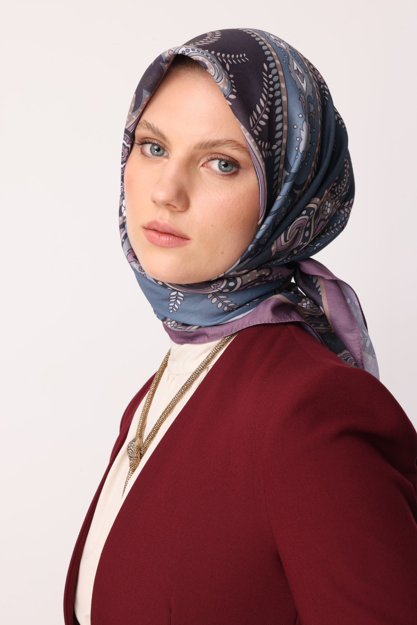 Patterned Cotton Scarf - Lavender