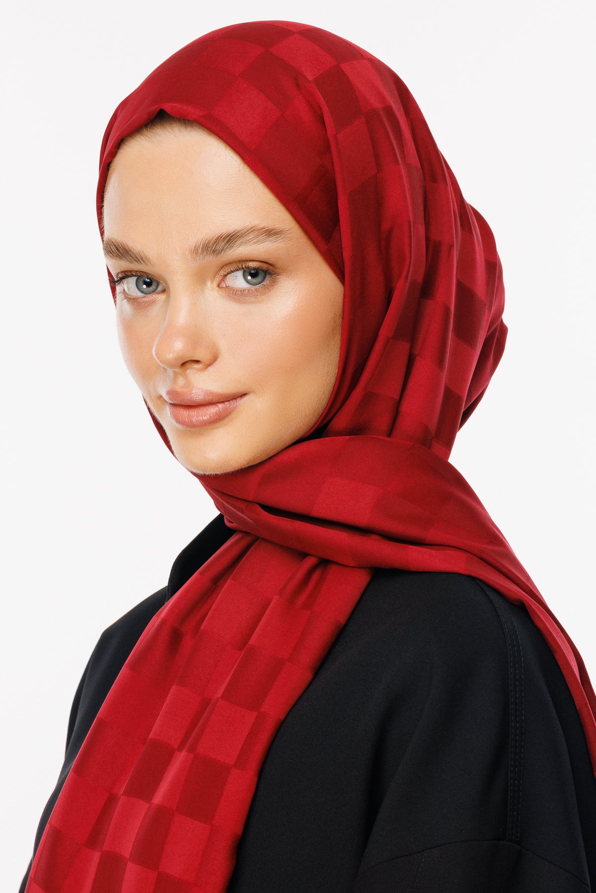 Checkers Pattern Silk Jacquard Hijab